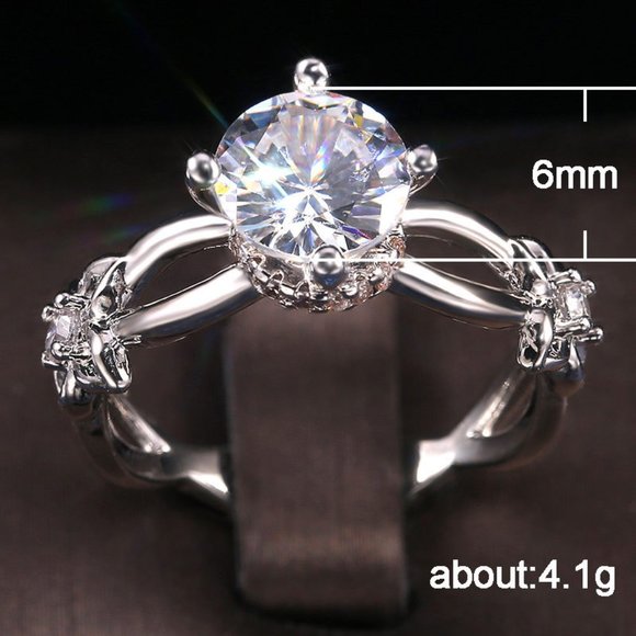 🥰Twisted Beautiful Bright Flower Silver Wedding Rings for Women, INDN8054 - Picture 4 of 8